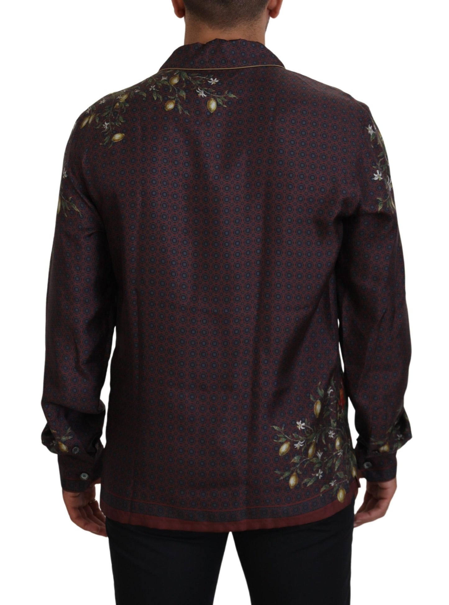 Dolce &amp; Gabbana Bordeaux Ostrich Silk Satin Casual Mens Shirt