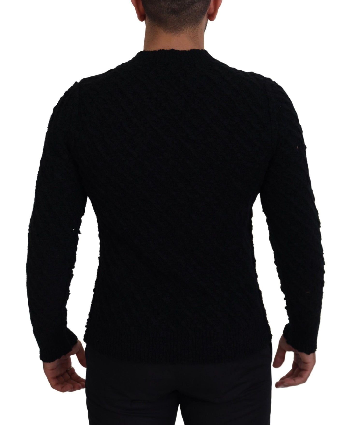 Dolce &amp; Gabbana Black Wool V-neck Knitted Pullover Sweater