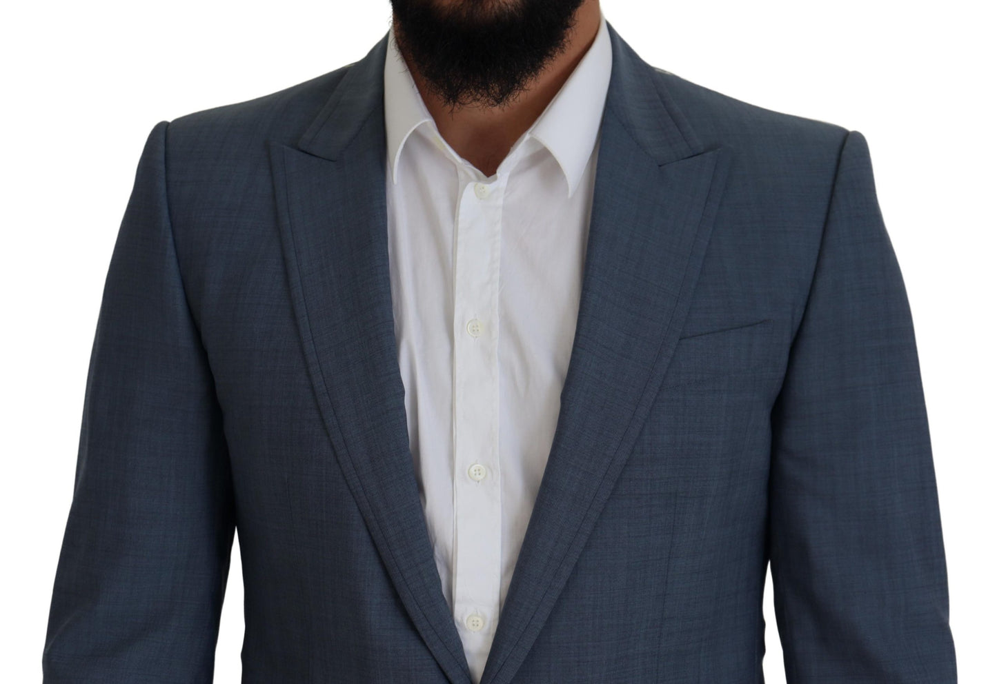 Dolce &amp; Gabbana Blue Wool Stretch Slim Fit Jacket Blazer