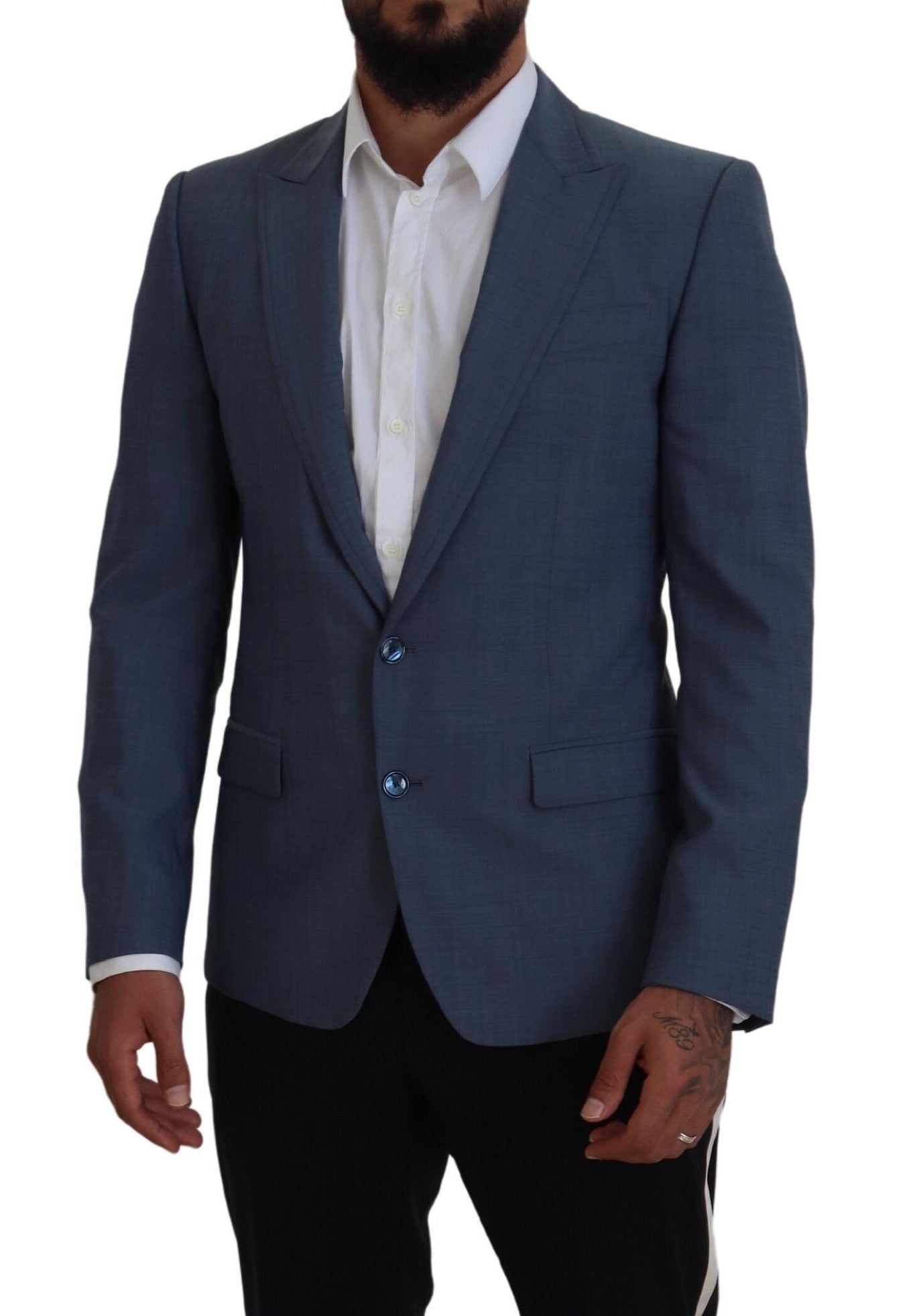 Dolce &amp; Gabbana Blue Wool Stretch Slim Fit Jacket Blazer