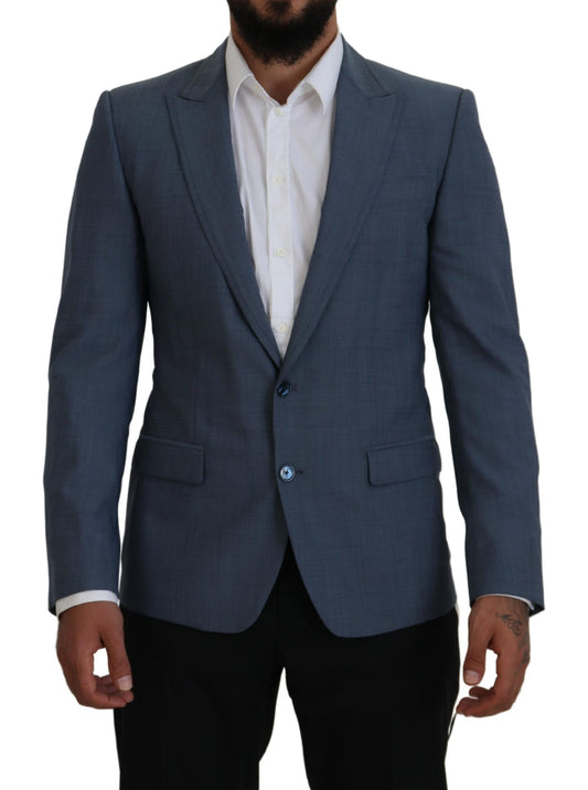 Dolce &amp; Gabbana Blue Wool Stretch Slim Fit Jacket Blazer