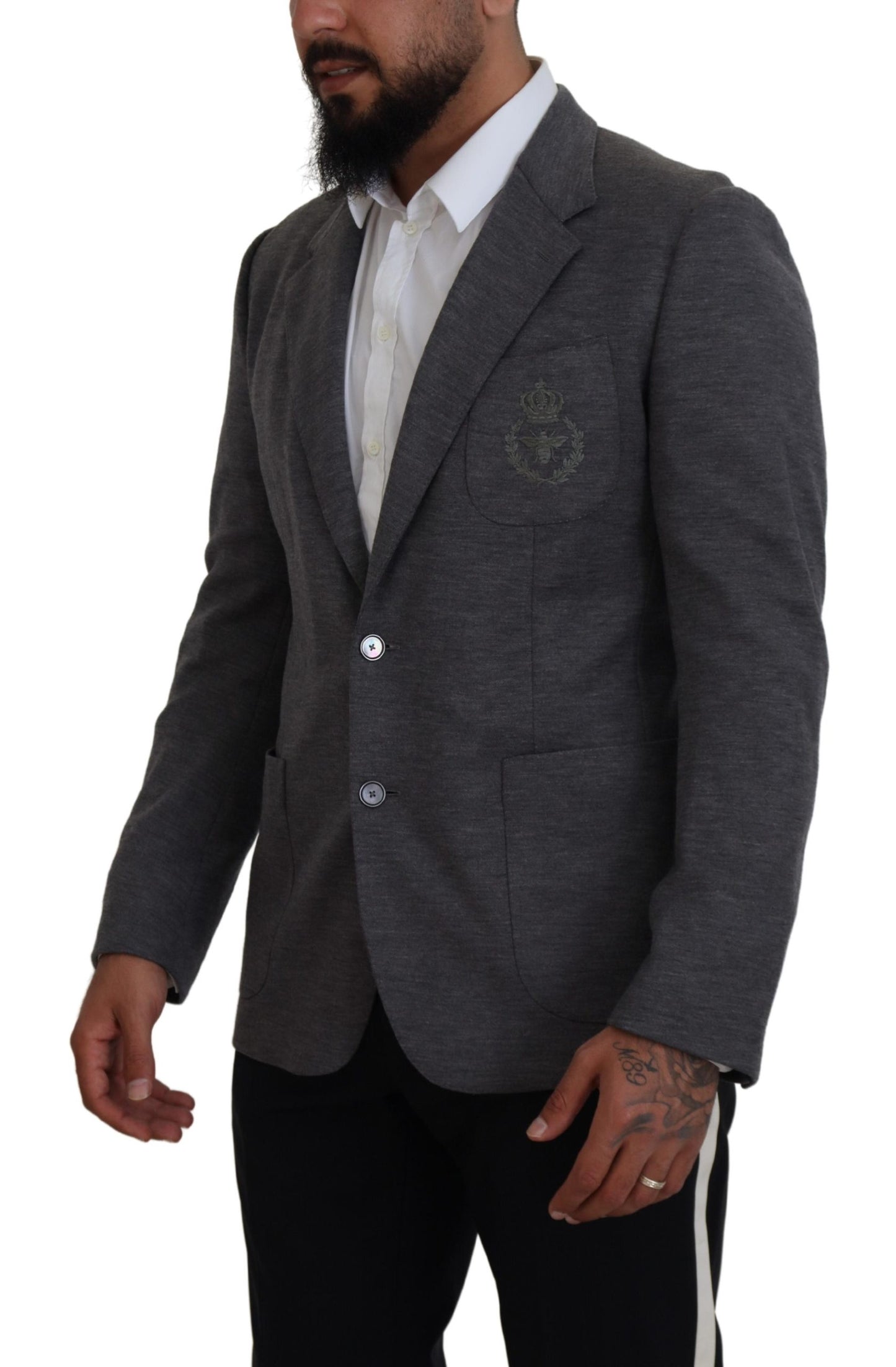 Dolce &amp; Gabbana Gray Wool Stretch Slim Fit Jacket Blazer