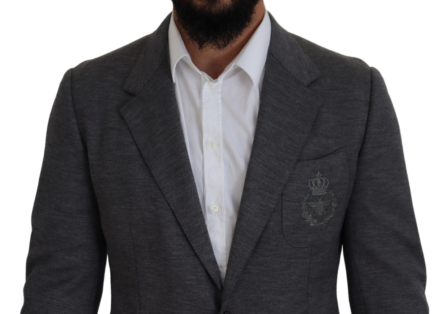 Dolce &amp; Gabbana Gray Wool Stretch Slim Fit Jacket Blazer