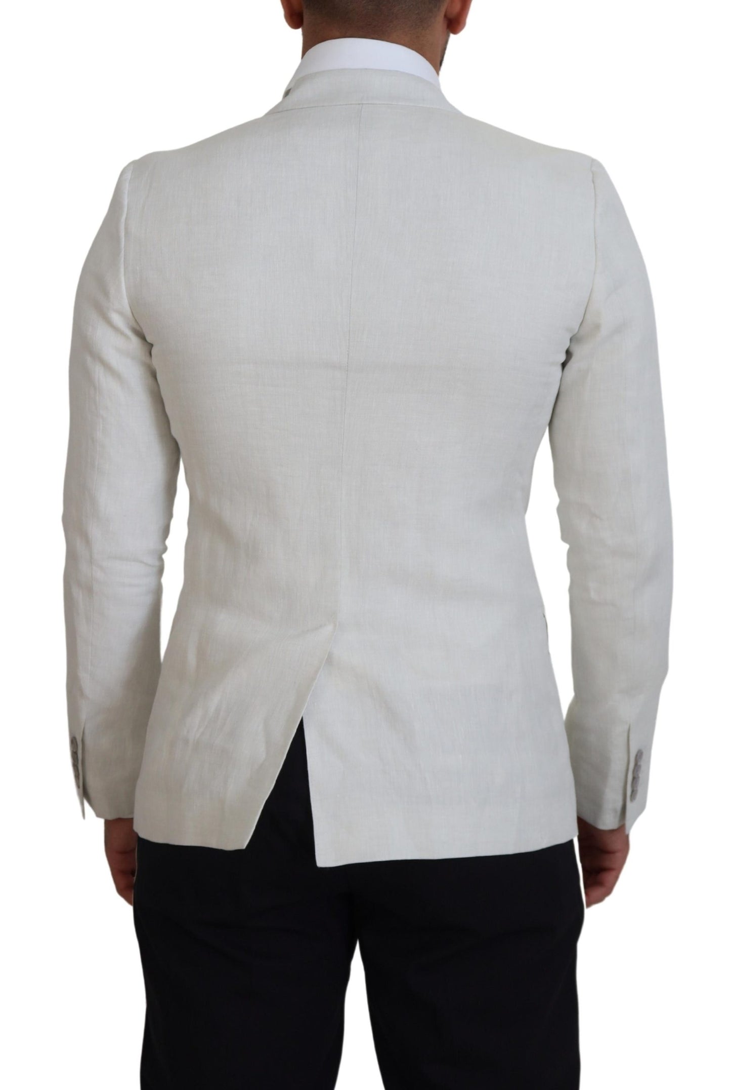 Dolce &amp; Gabbana White Linen Slim Fit Jacket Blazer