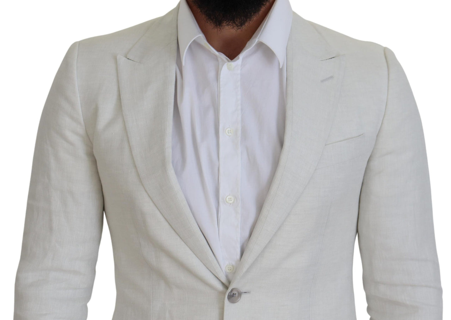 Dolce &amp; Gabbana White Linen Slim Fit Jacket Blazer