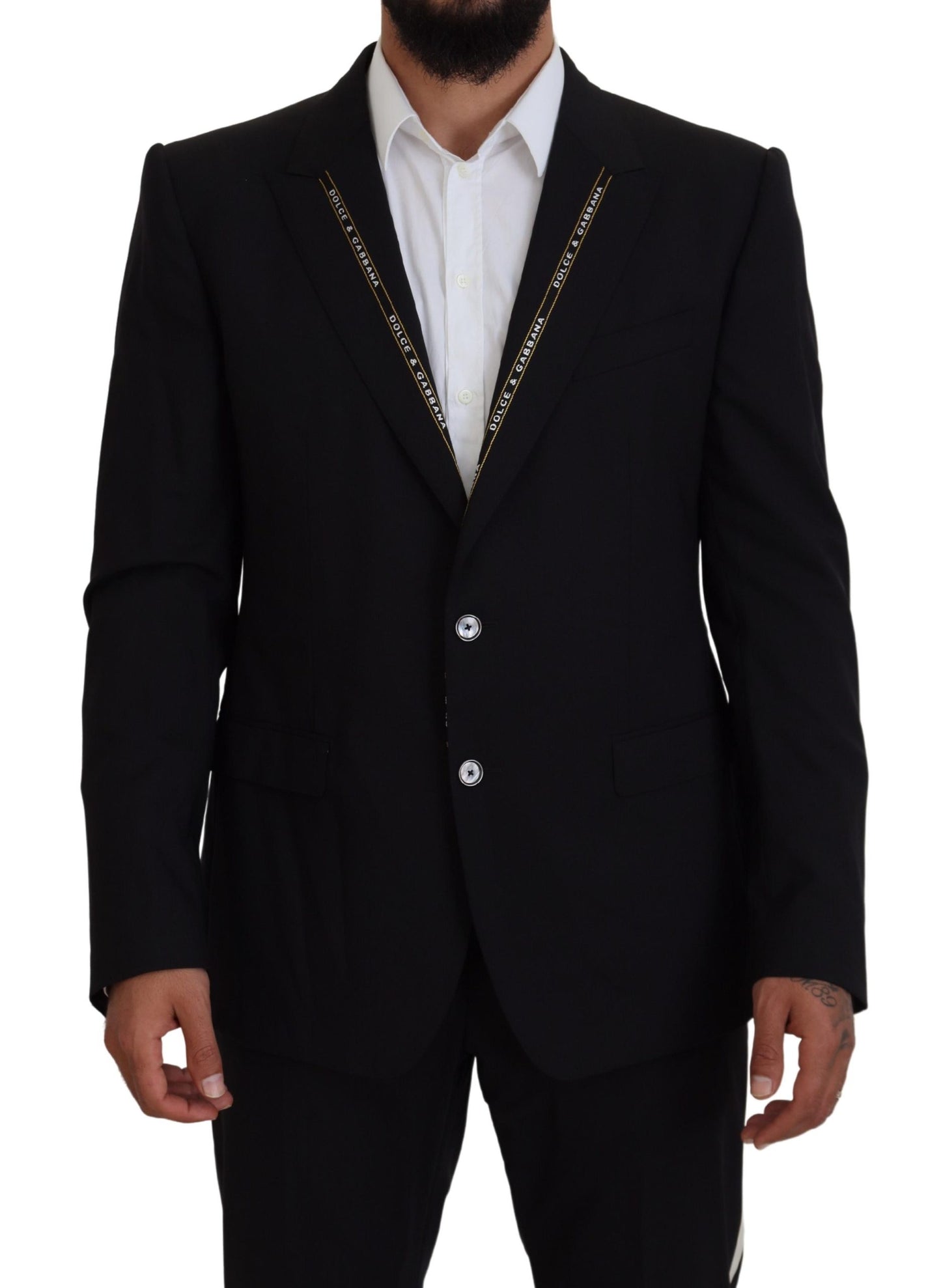 Dolce &amp; Gabbana Black Wool Stretch Slim Fit Jacket Blazer