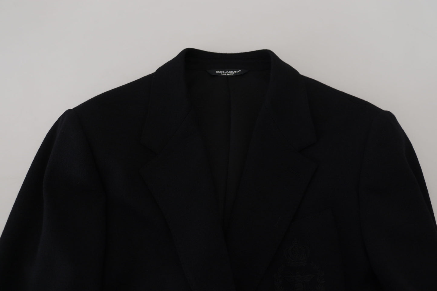 Dolce &amp; Gabbana Black Wool Crown Slim Fit Jacket Blazer