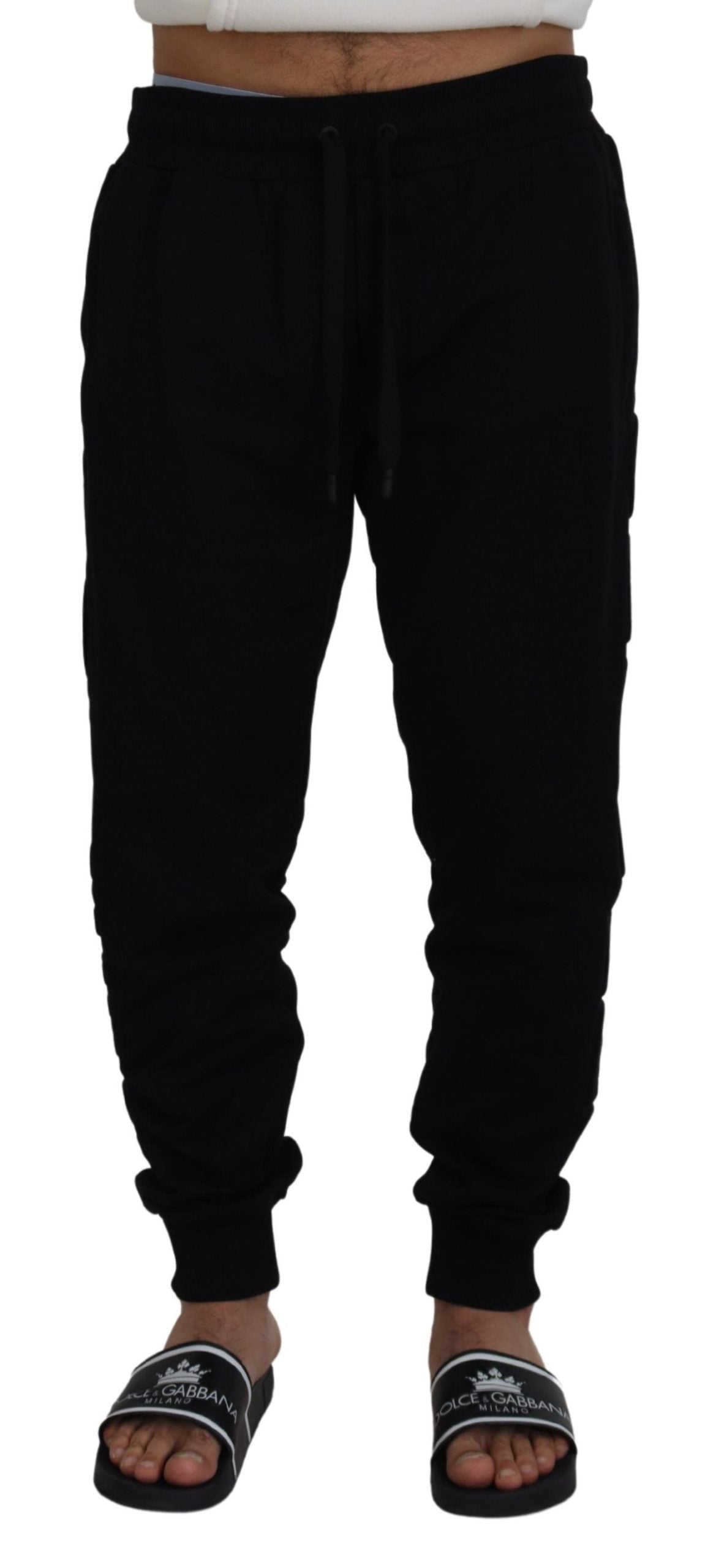 Dolce &amp; Gabbana Black Cotton Men Jogger Pants