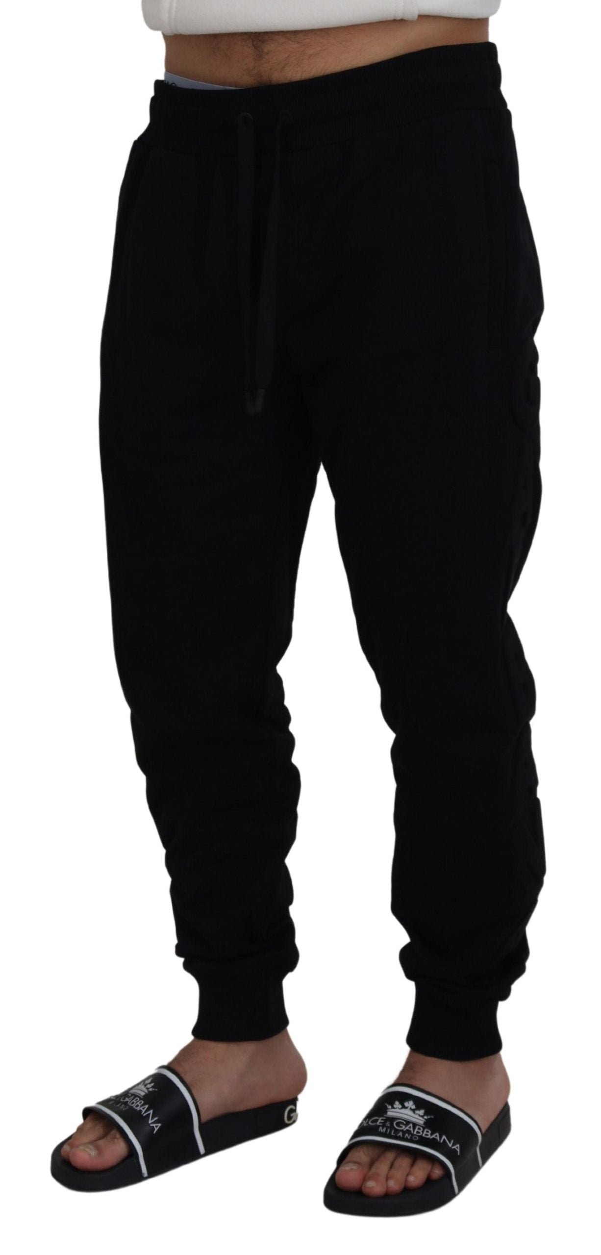 Dolce &amp; Gabbana Black Cotton Men Jogger Pants