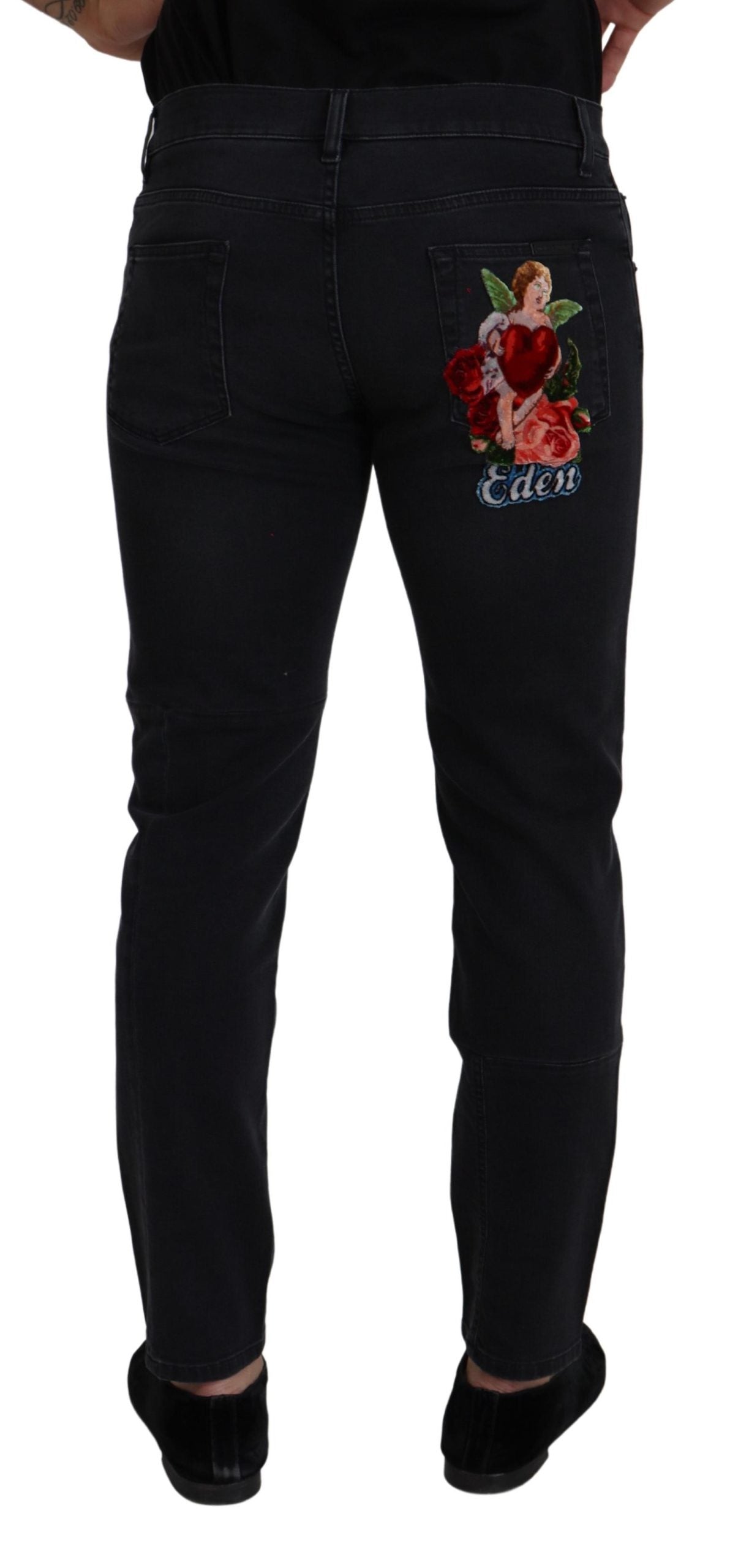 Dolce &amp; Gabbana – Glatte schwarze Denim-Hose aus Baumwollmischung