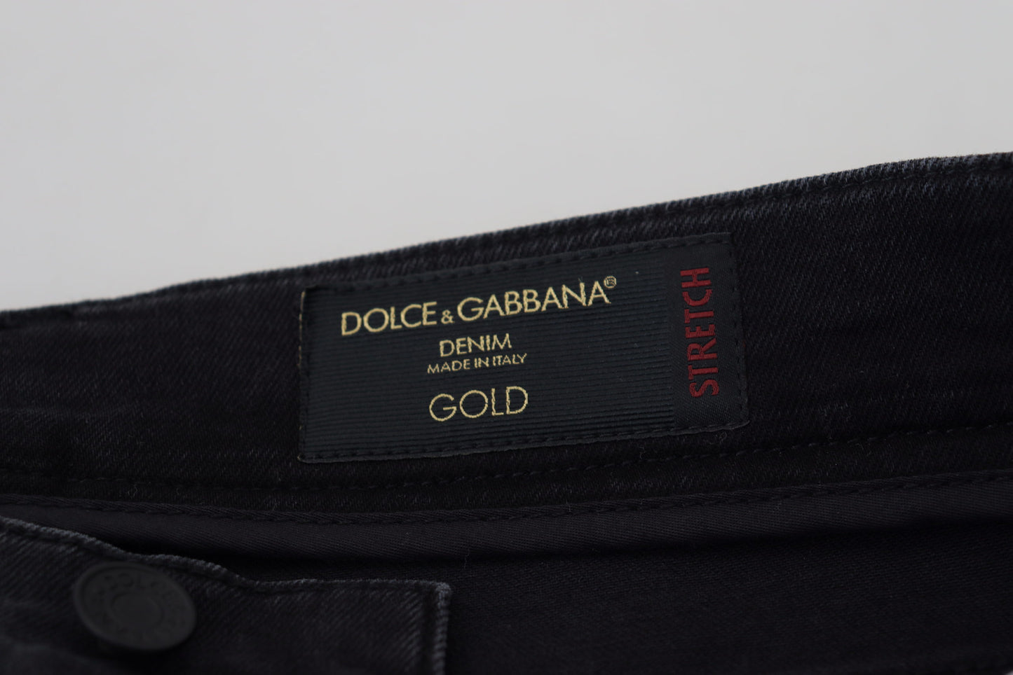 Dolce &amp; Gabbana – Glatte schwarze Denim-Hose aus Baumwollmischung