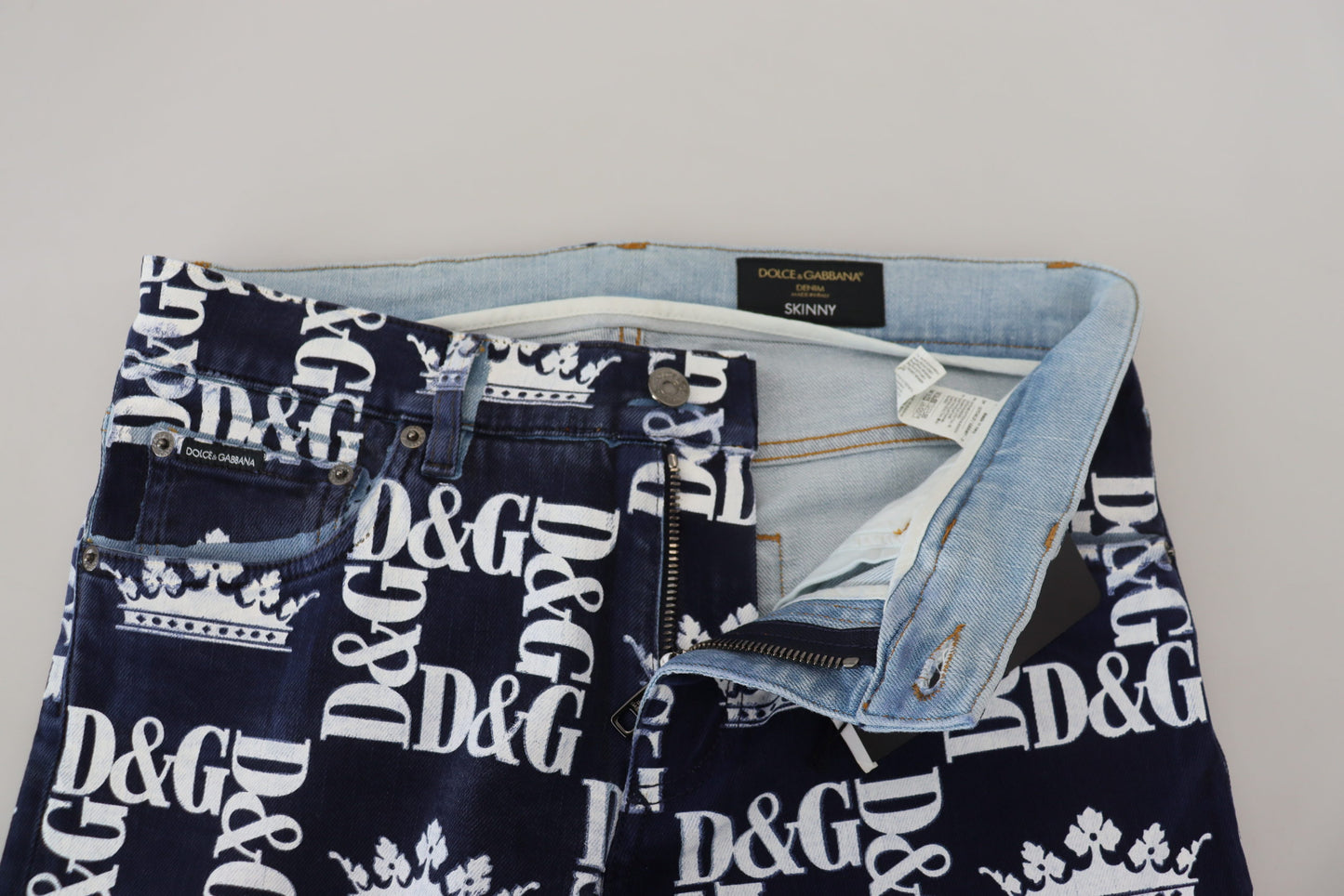 Dolce &amp; Gabbana – Elegante Denim-Hose mit Kronen-Print