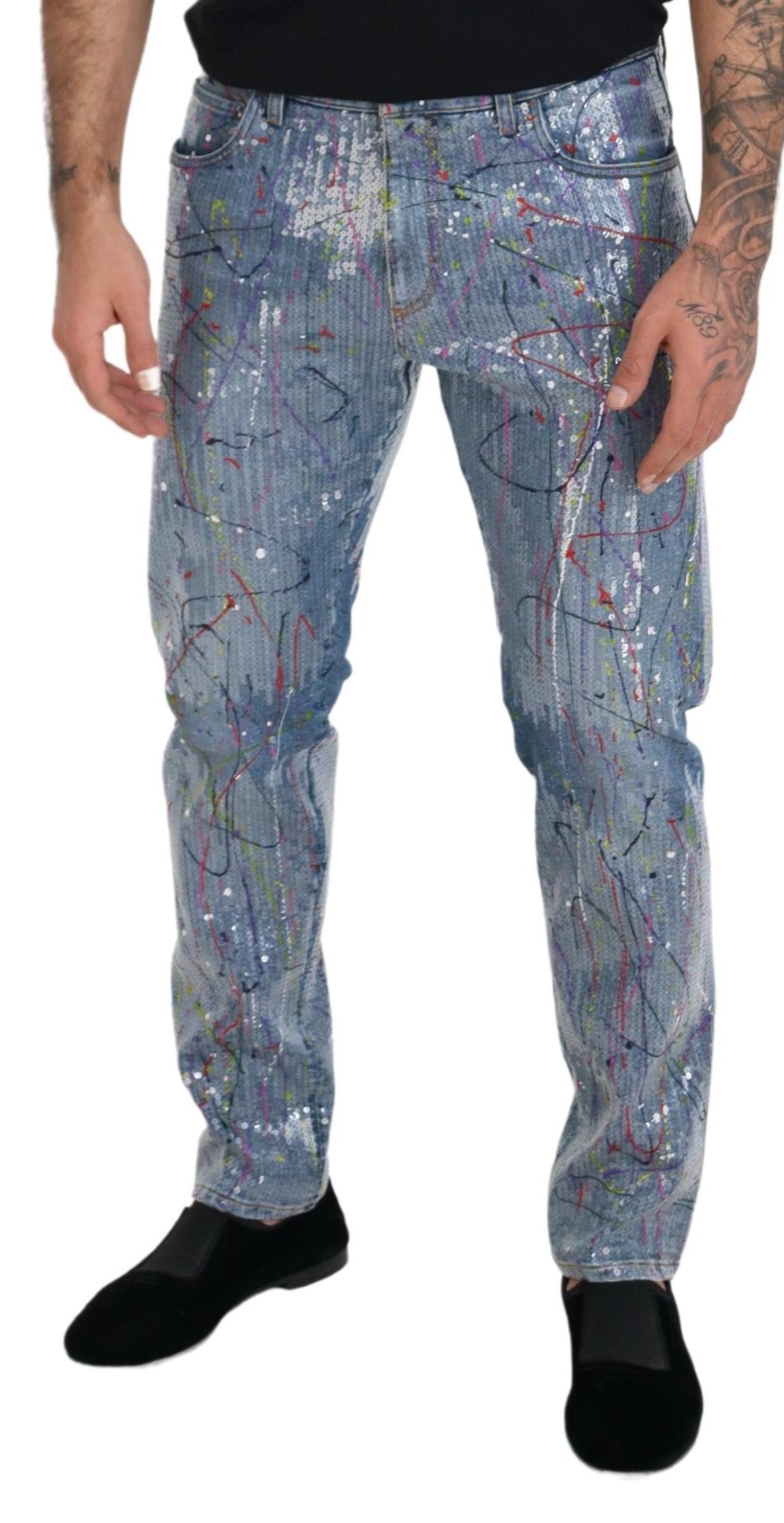 Dolce &amp; Gabbana Exquisite Color Splash Denim-Hose