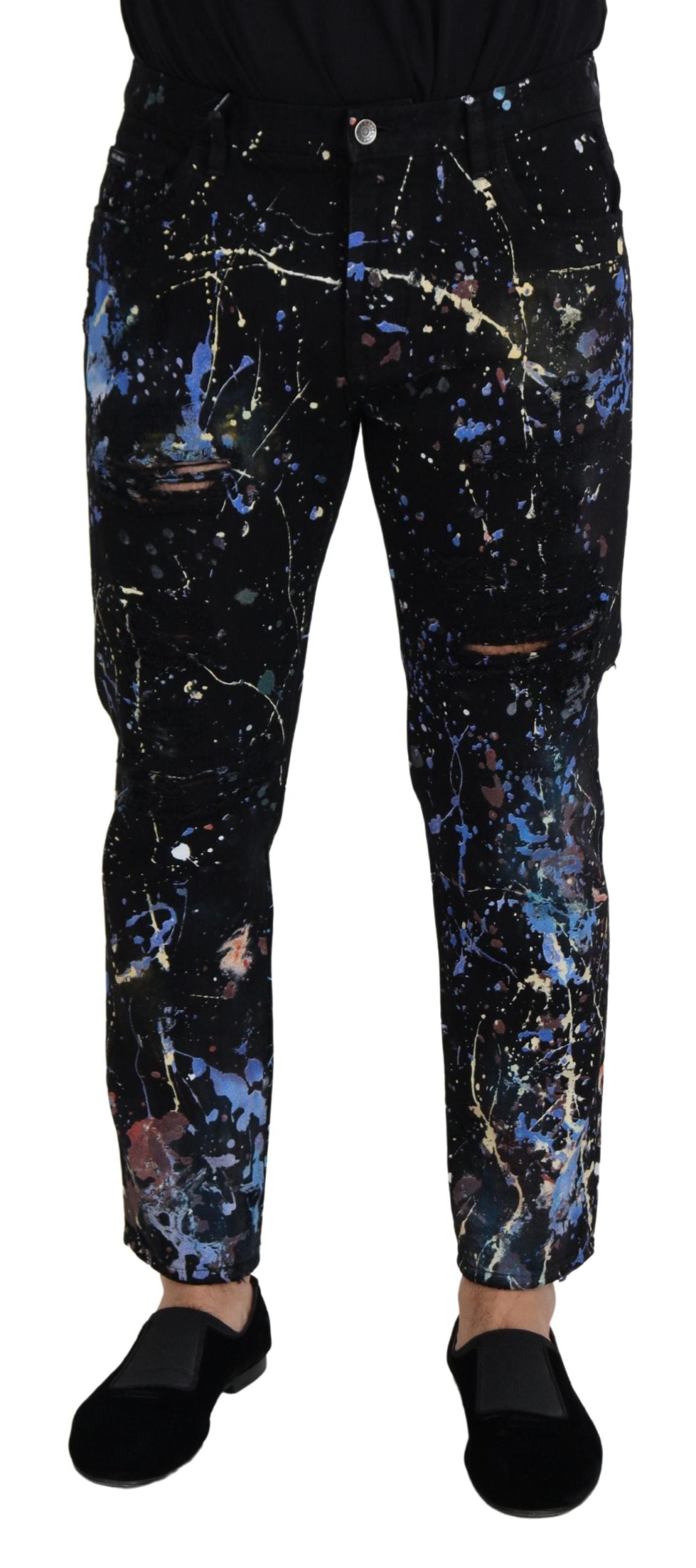 Dolce & Gabbana Exquisite Color Splash Print Denim Pants