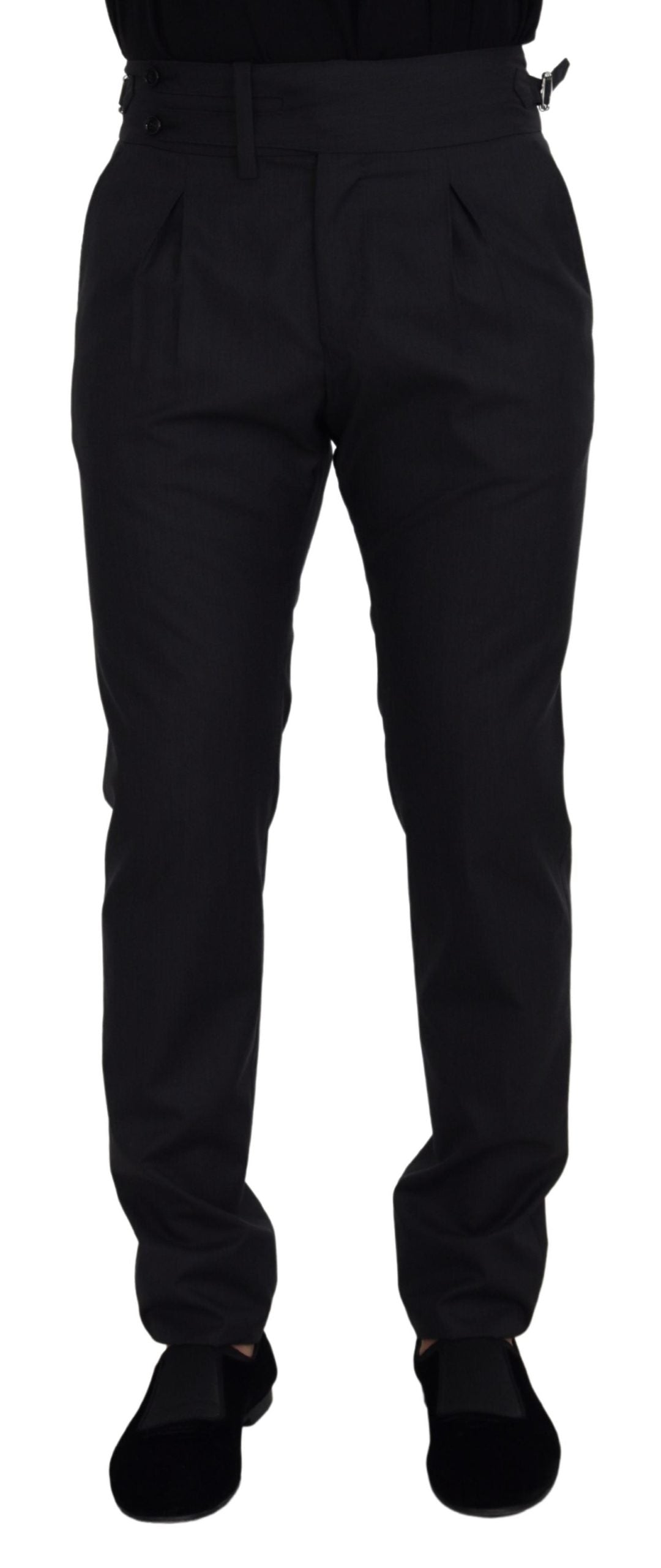 Dolce &amp; Gabbana Elegante dunkelgraue Hose aus Wolle und Seide