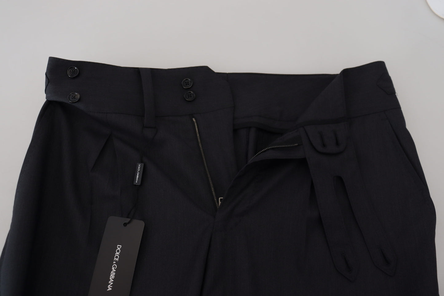 Dolce &amp; Gabbana Elegante dunkelgraue Hose aus Wolle und Seide