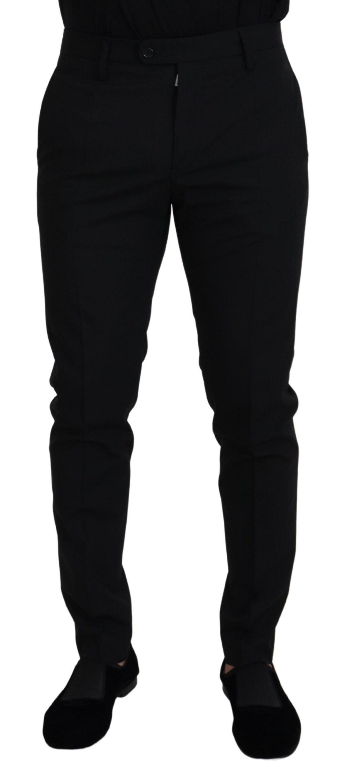 Dolce &amp; Gabbana Black Polyester Chino Formal Pants