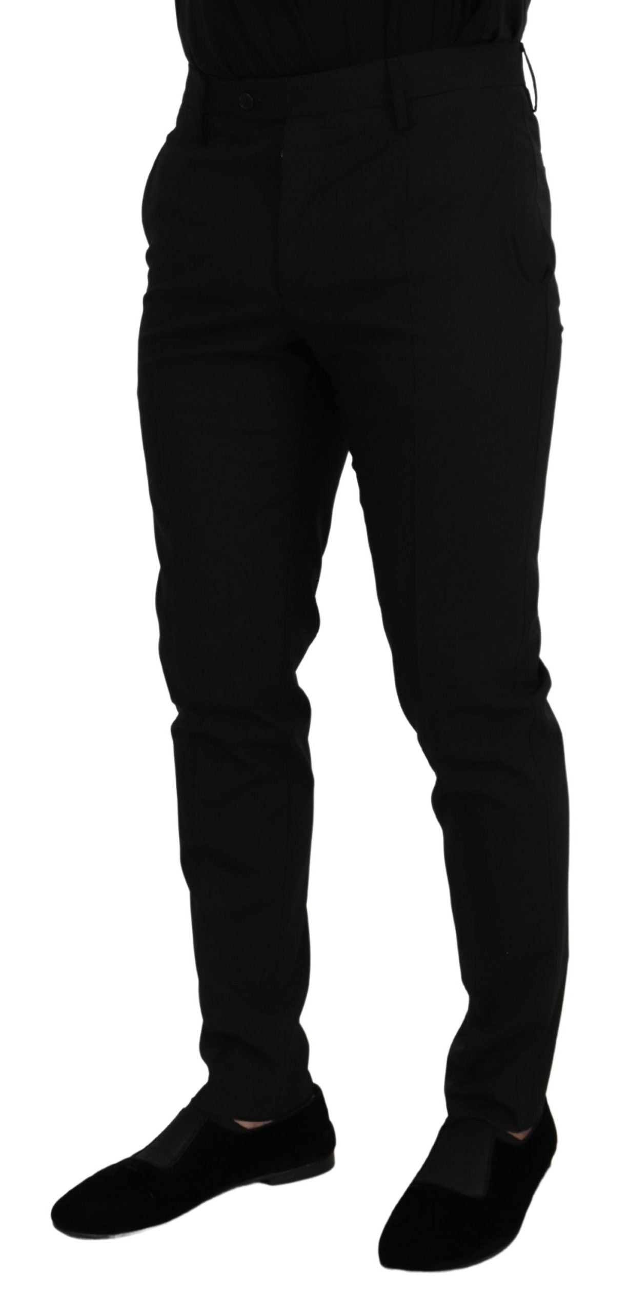 Dolce &amp; Gabbana Black Polyester Chino Formal Pants