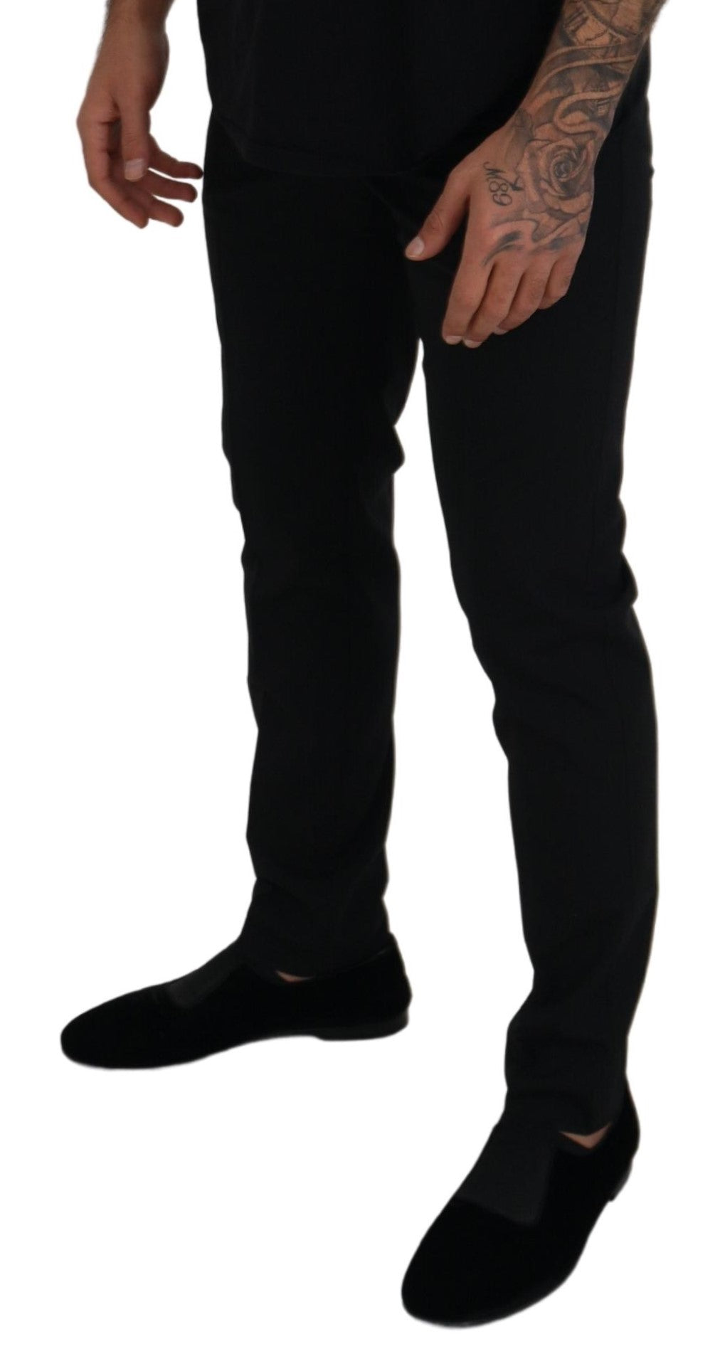 Dolce &amp; Gabbana Black Polyester Chino Formal Pants