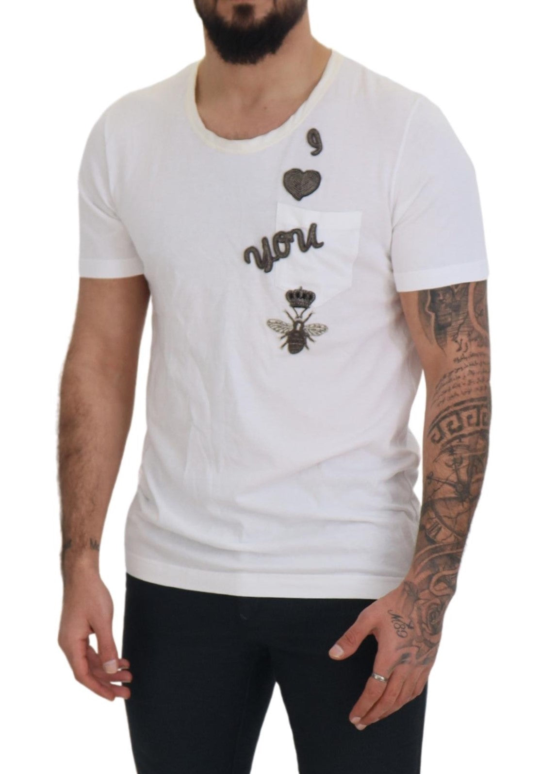 Dolce &amp; Gabbana Elegantes weißes Baumwoll-Seiden-T-Shirt mit Rundhalsausschnitt