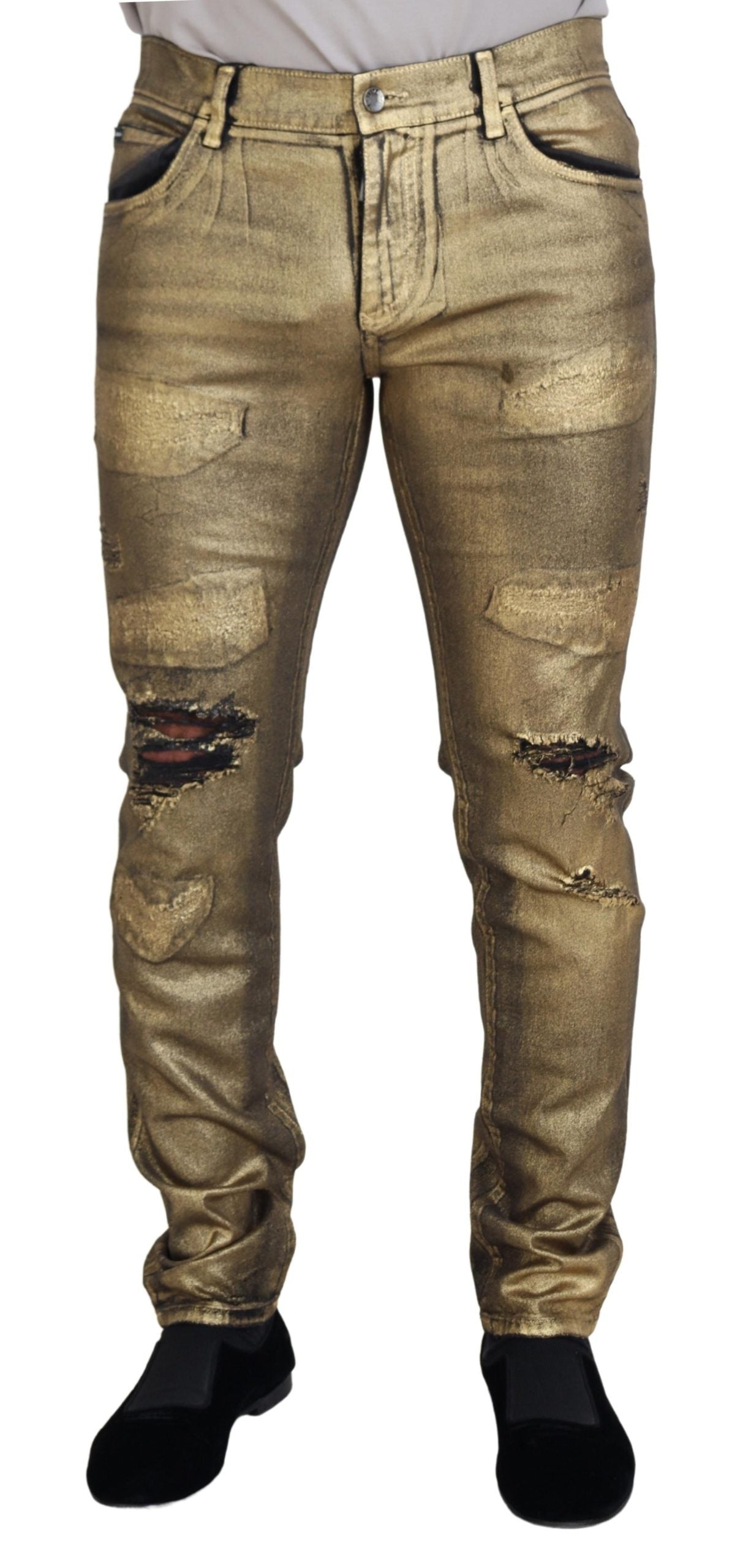 Dolce &amp; Gabbana Elegant Gold Denim Elegance