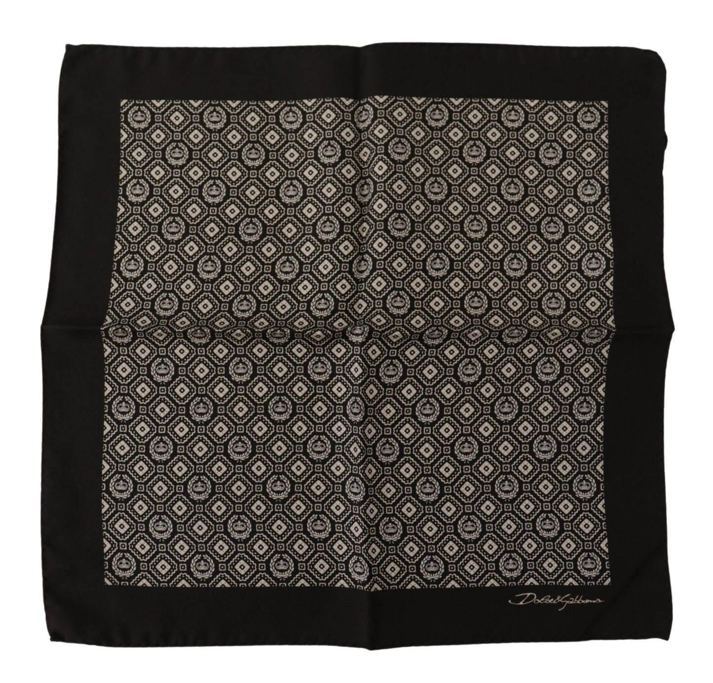 Dolce &amp; Gabbana Black Patterned DG Logo Square Handkerchief Scarf