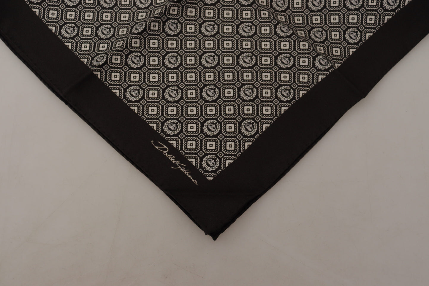 Dolce &amp; Gabbana Black Patterned DG Logo Square Handkerchief Scarf