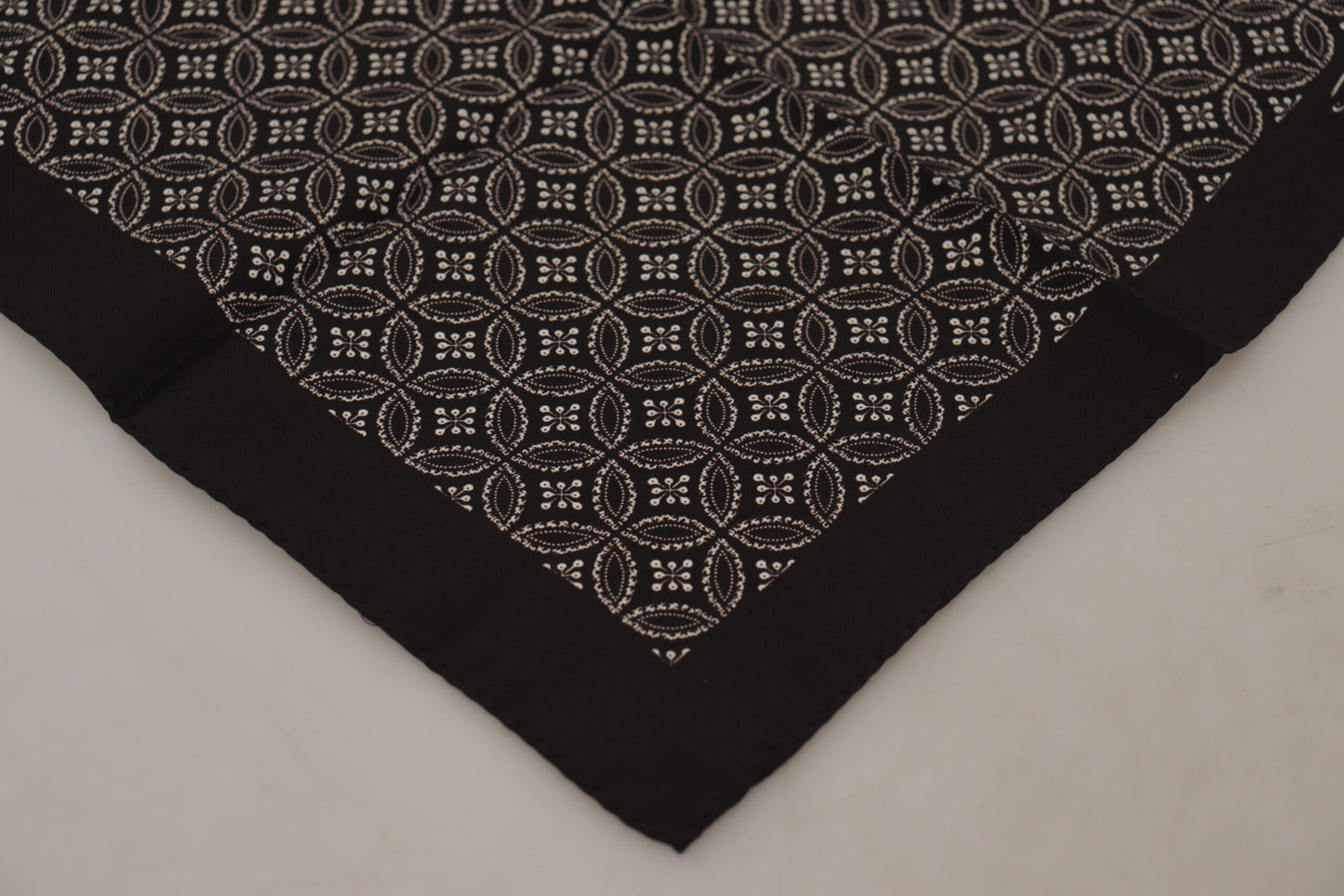 Dolce &amp; Gabbana Black Patterned DG Printed Square Handkerchief Scarf