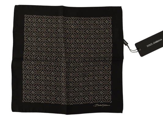 Dolce &amp; Gabbana Black Patterned DG Printed Square Handkerchief Scarf