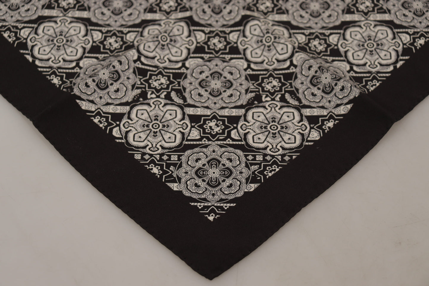 Dolce &amp; Gabbana Black Patterned DG Printed Square Handkerchief Scarf