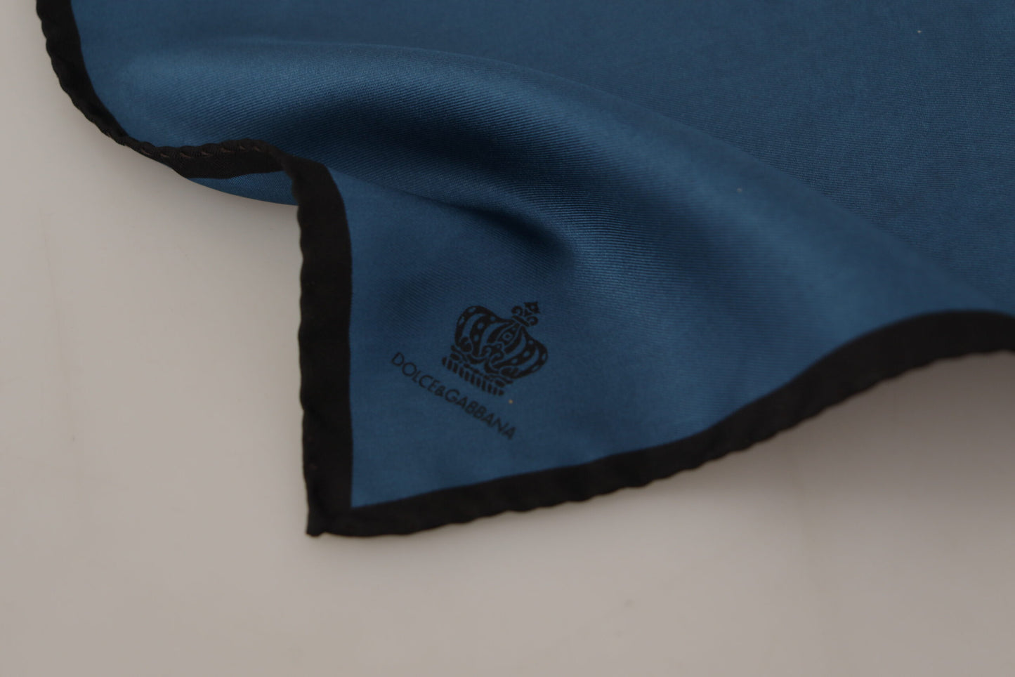 Dolce &amp; Gabbana Black Blue DG Crown Printed Square Handkerchief Scarf