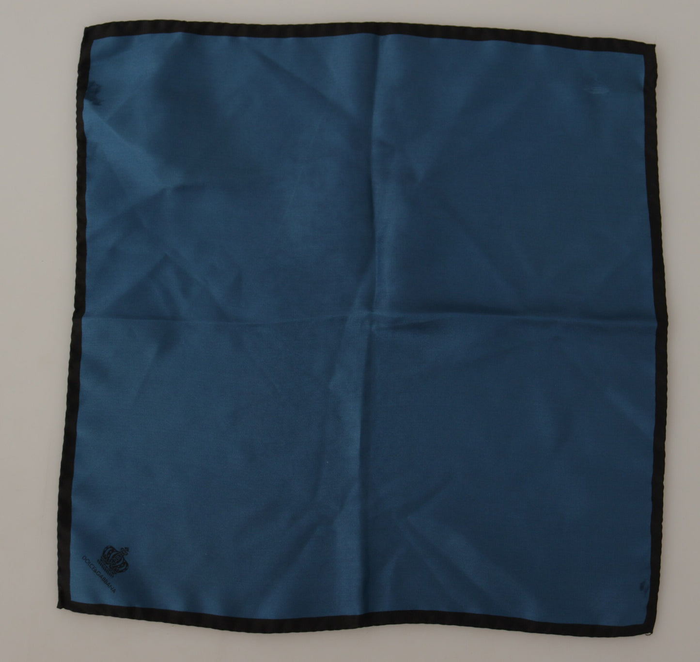 Dolce &amp; Gabbana Black Blue DG Crown Printed Square Handkerchief Scarf