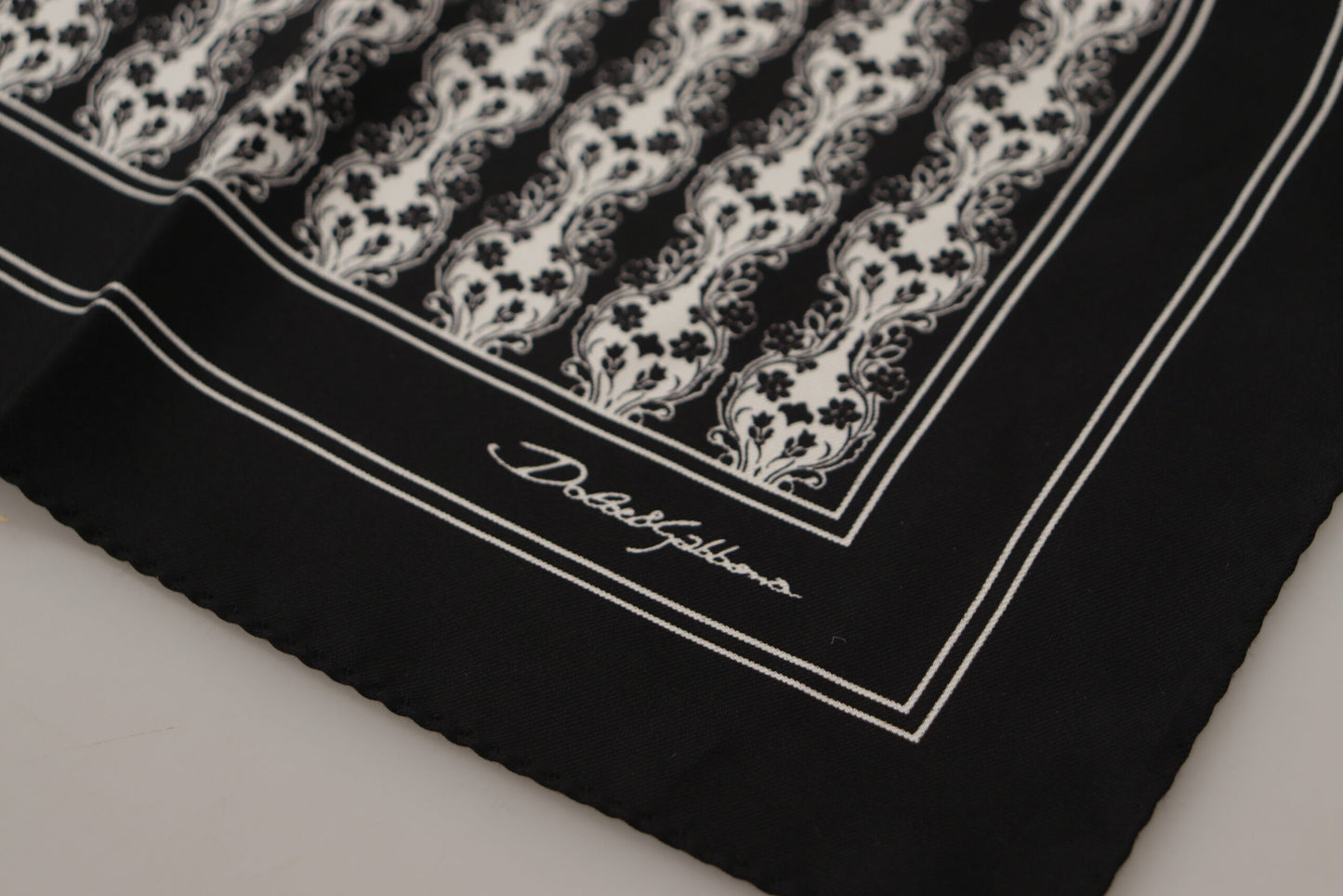 Dolce &amp; Gabbana Black Printed Square Handkerchief Scarf