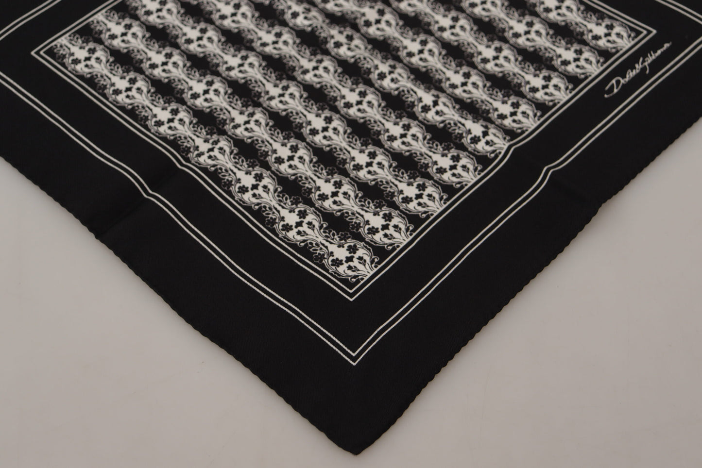 Dolce &amp; Gabbana Black Printed Square Handkerchief Scarf