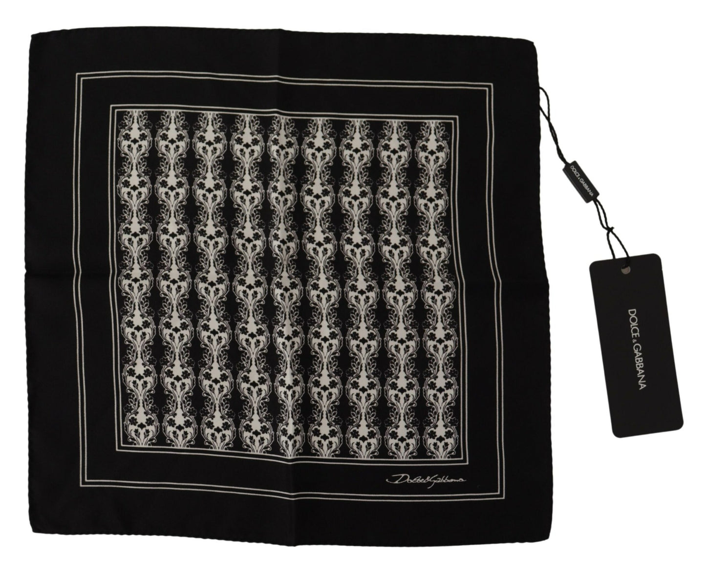 Dolce &amp; Gabbana Black Printed Square Handkerchief Scarf