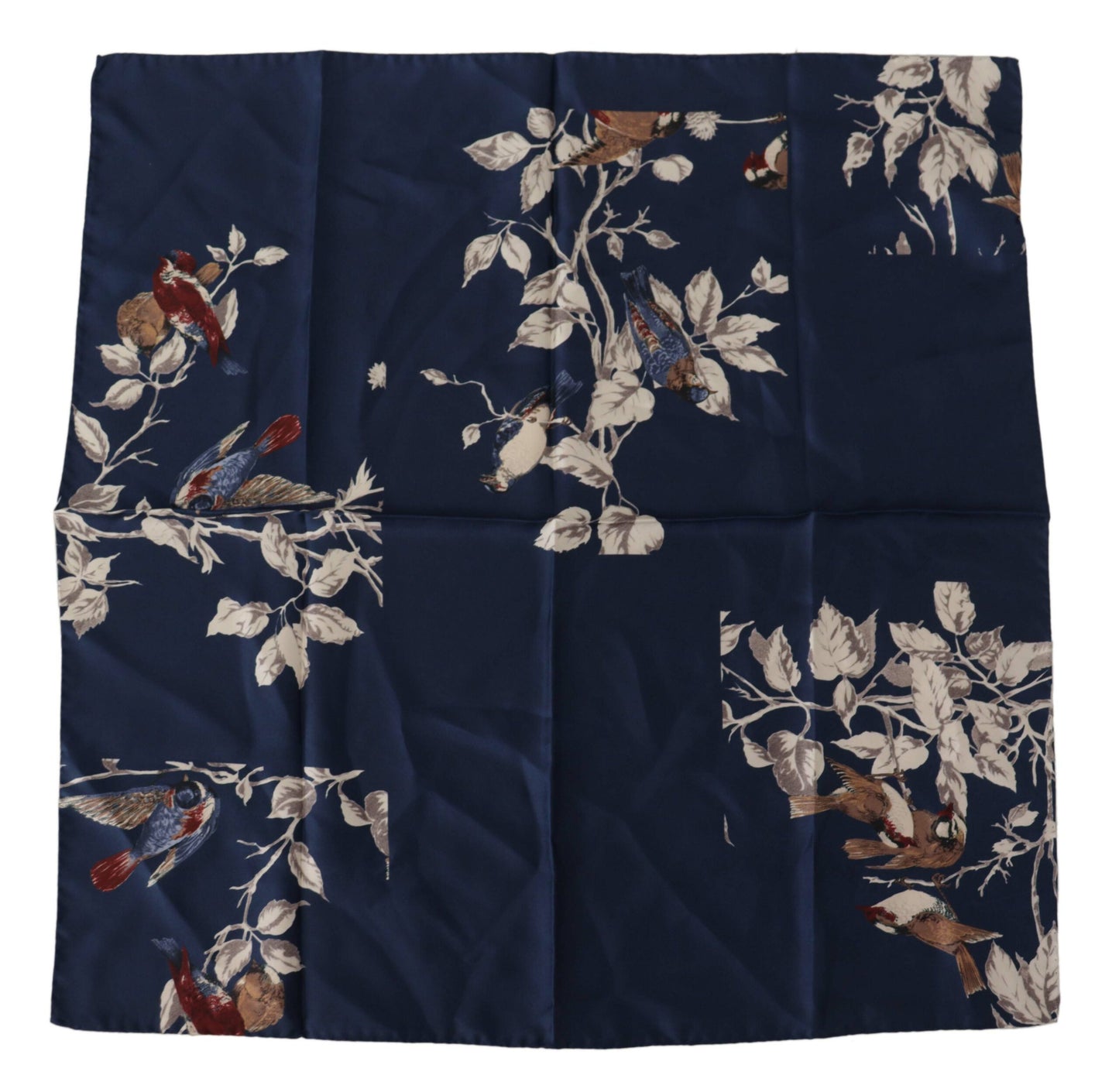 Dolce &amp; Gabbana Blue Floral Silk Square Handkerchief Scarf