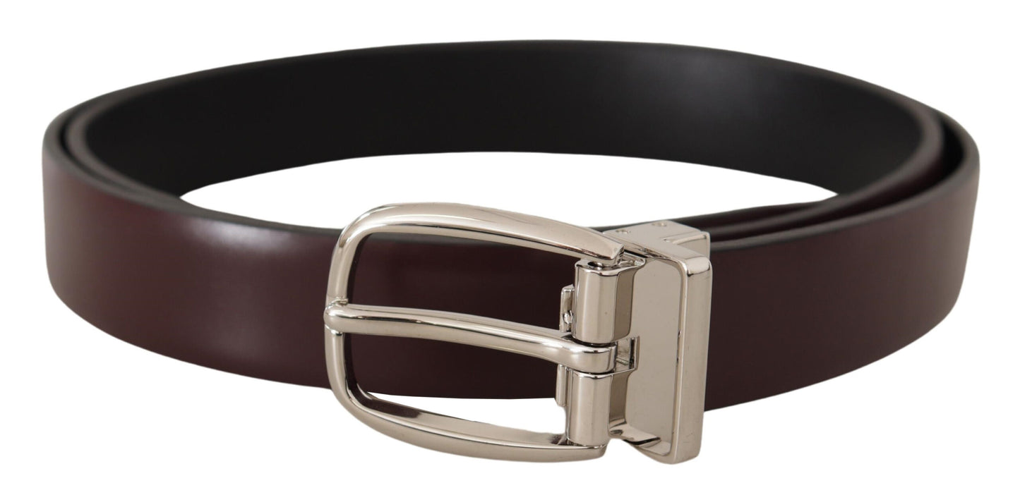 Dolce & Gabbana Elegant Leather Belt with Silver Metal Buckle