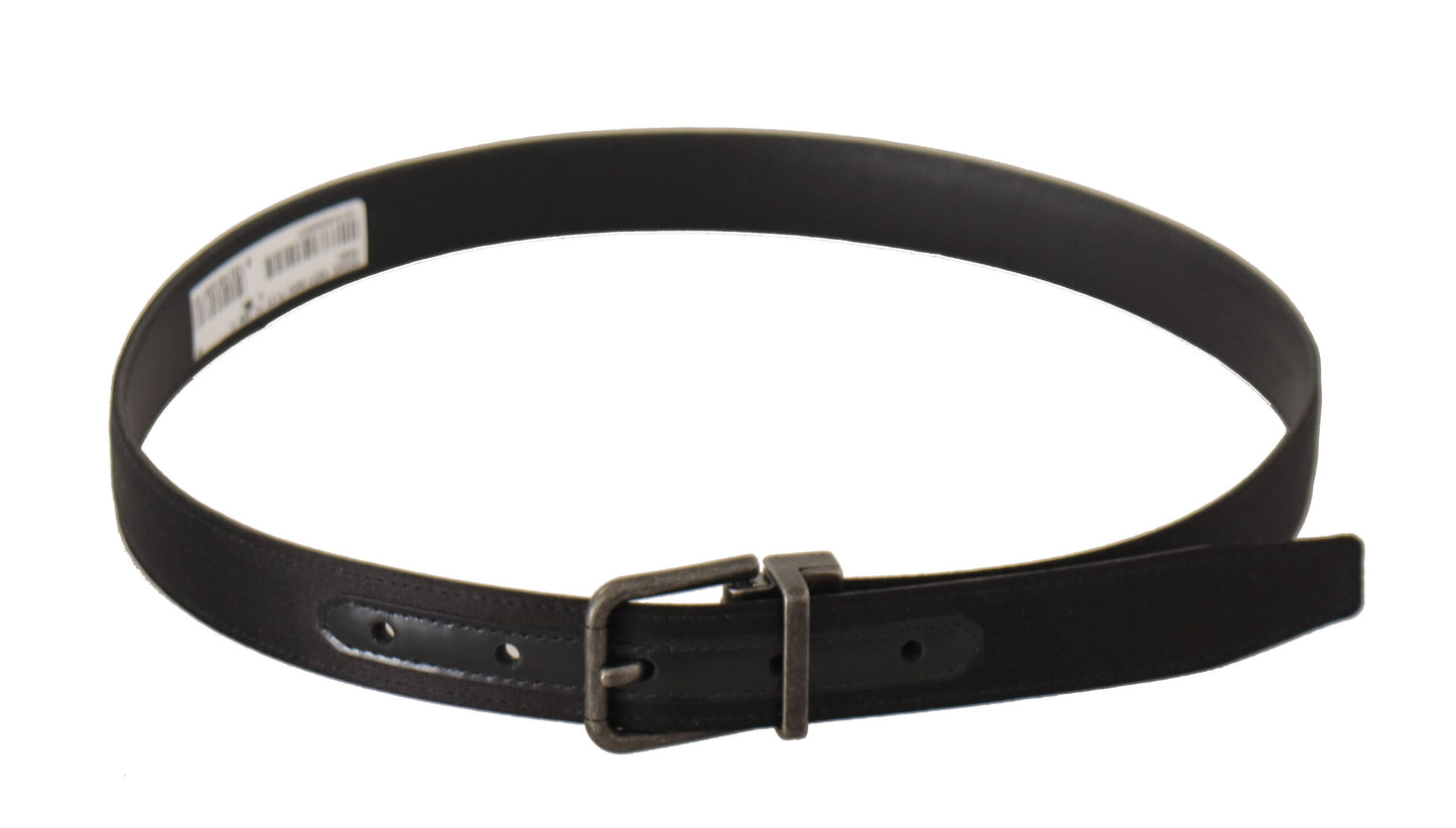 Dolce &amp; Gabbana Black Calfskin Leather Vintage Metal Buckle Belt