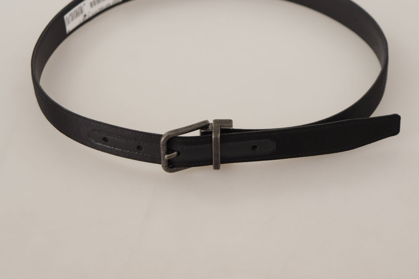 Dolce &amp; Gabbana Black Calfskin Leather Vintage Metal Buckle Belt