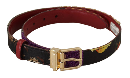 Dolce & Gabbana Multicolor Canvas Leather Belt with Engraved Buckle