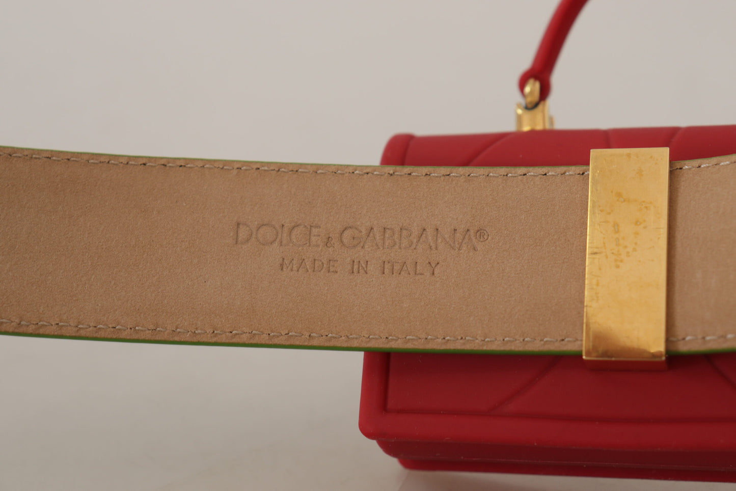 Dolce &amp; Gabbana green leather devotion heart micro bag headphones belt