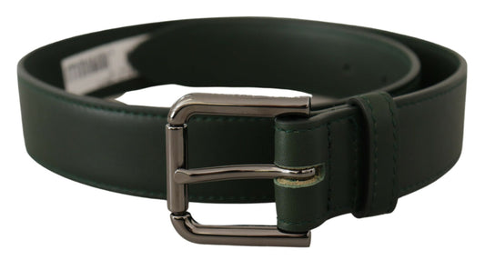 Dolce &amp; Gabbana Army Green Leather Logo Metal Waist Buckle Belt