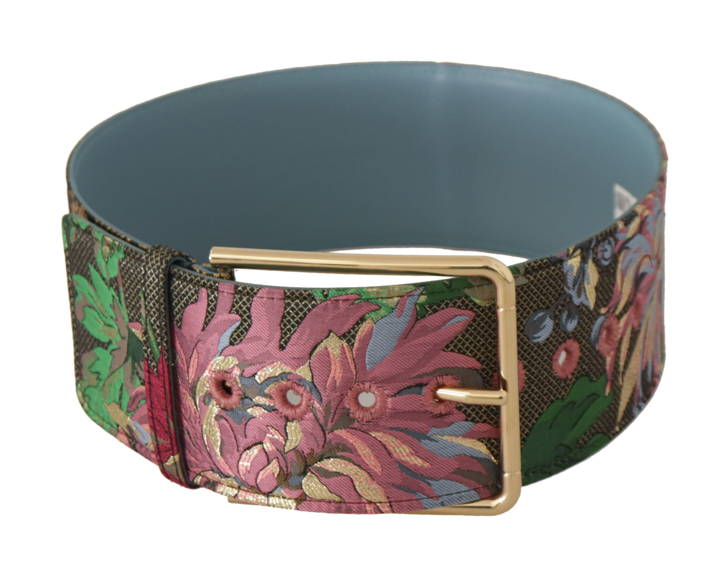 Dolce &amp; Gabbana Multicolor Leather Floral Embroid Logo Buckle Belt