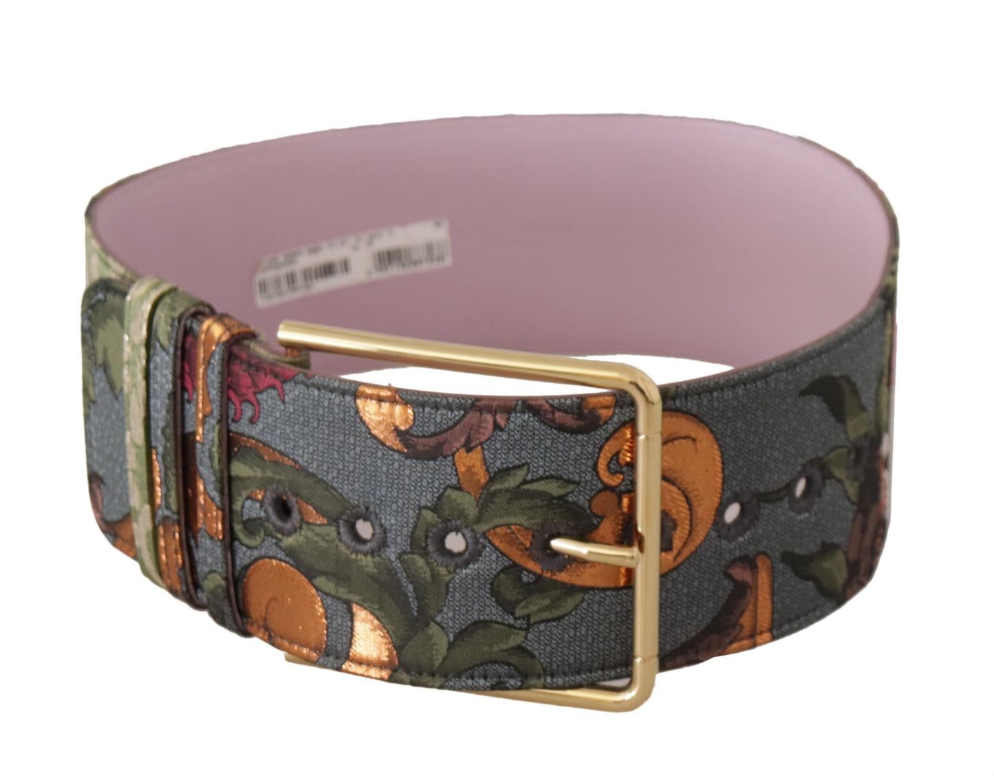 Dolce &amp; Gabbana Multicolor Leather Embroidered Gold Metal Buckle Belt