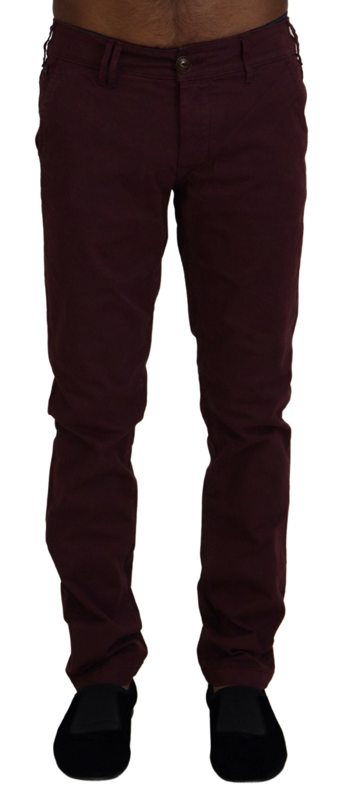 CYCLE Maroon Skinny Fit Baumwollhose