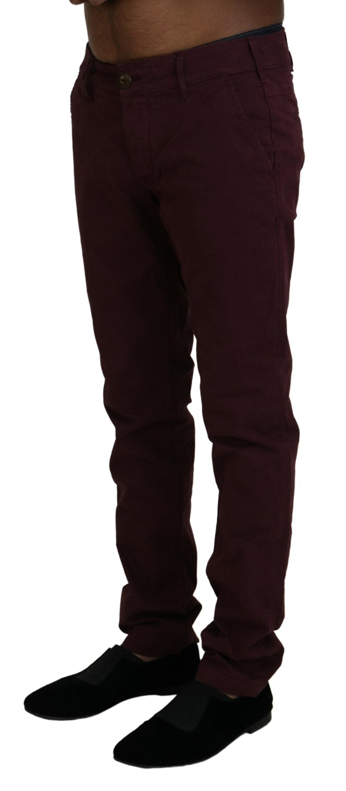 CYCLE Maroon Skinny Fit Baumwollhose