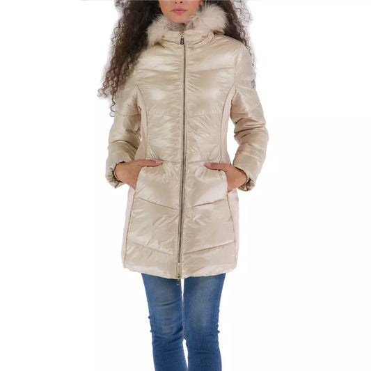 Yes Zee Beige Polyamide Jacket &amp; Coat