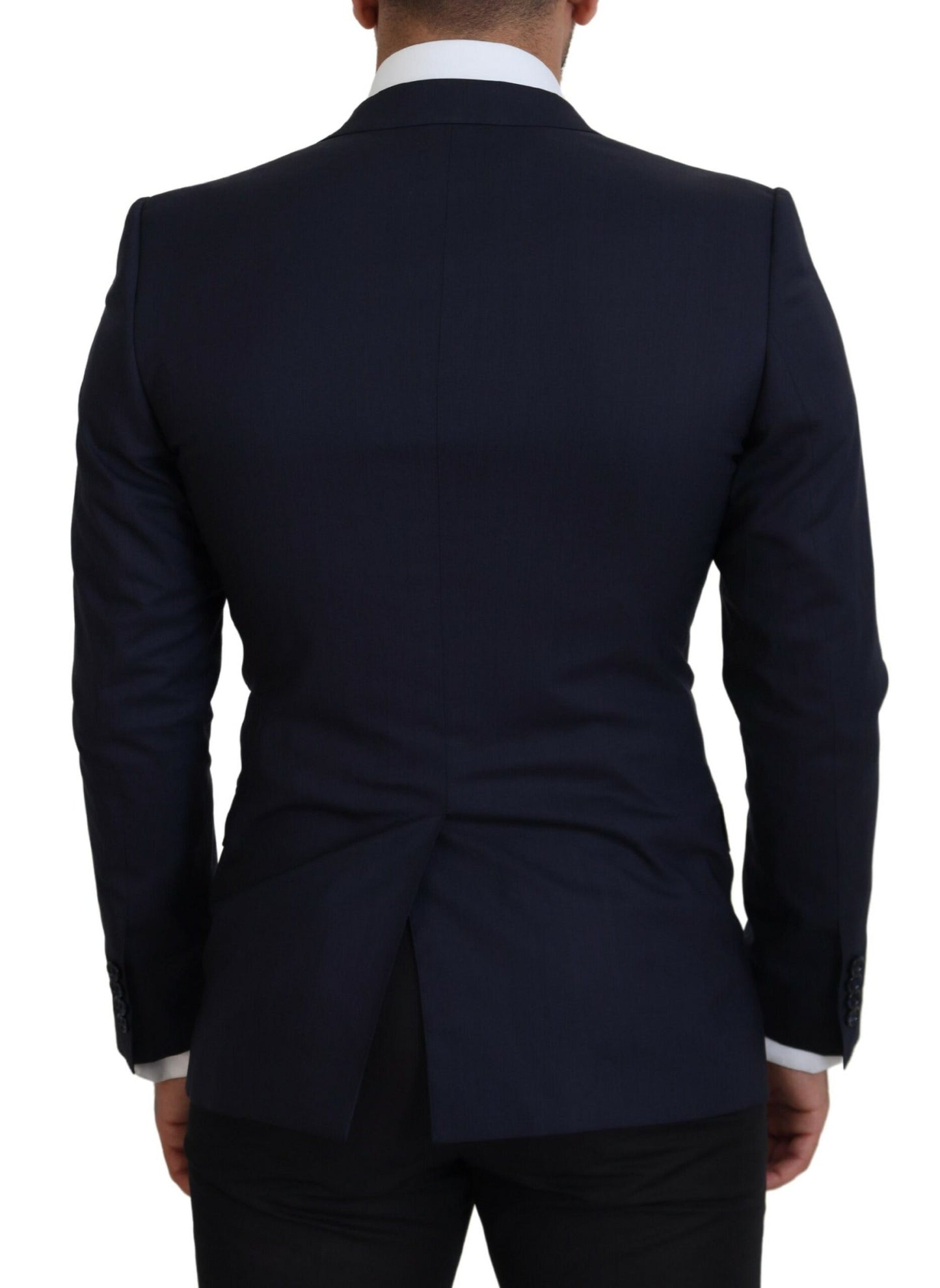 Dolce &amp; Gabbana Blue Wool Slim Fit Formal Coat Blazer