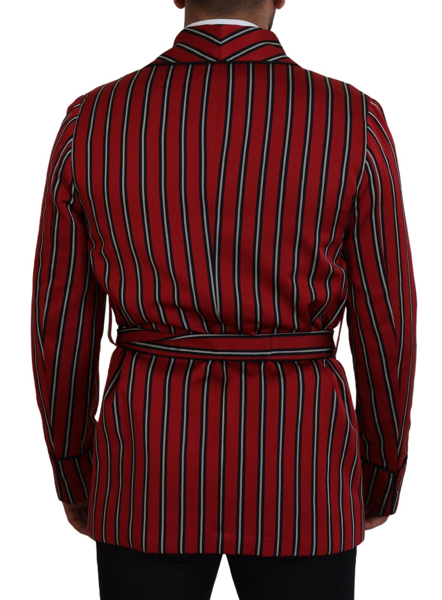 Dolce &amp; Gabbana Red Striped Martini Printed Lining Robe