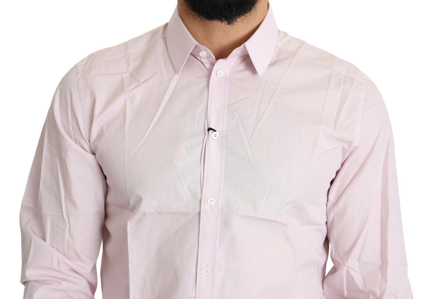 Dolce &amp; Gabbana Light Pink Cotton Formal GOLD Dress Shirt